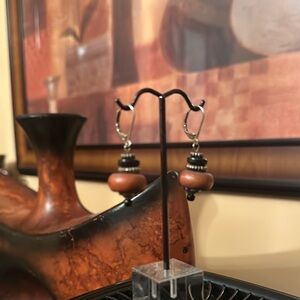 Stylish Brown and Black Beaded Earrings